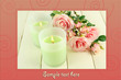 Candles on wooden table close-up