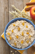 bowl of oatmeal on wood