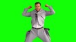 Businessman cheering and jumping