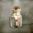 Message in a bottle, vector icon old style
