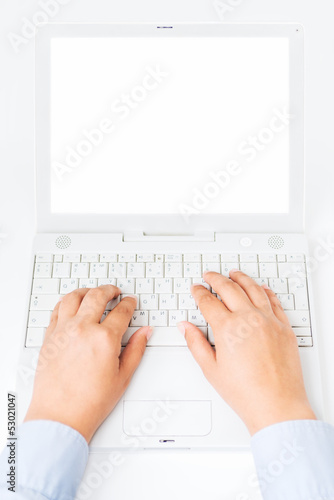 Photo: Female hands with laptop with copy space Female hands with laptop with copy space