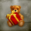 Teddy bear with gift, old style