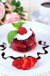 Tasty jelly dessert with fresh berries,