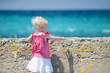 Back view of a girl looking to the sea