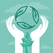 Vector recycle emblem with human hands