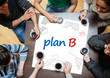 Plan b written on a poster with drawings of charts