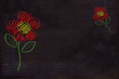 Schultafel mit Kreidezeichnung, Textfreiraum - blackboard