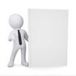 3d white man points a finger at the book