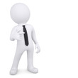 3d white man points his finger in the side