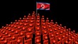 pyramid of men with rippling North Korean flag animation