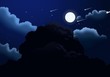 cartoon night starry sky with full moon