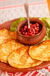 Photo: potato pancakes with cranberry sauce potato pancakes with cranberry sauce