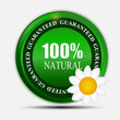 100% natural green label isolated on white.vector illustration