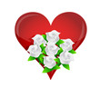 heart white flower wedding bouquet illustration