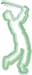 Sketch of man playing golf