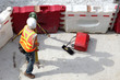Surveyor works with theodolite