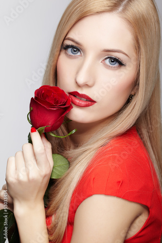 Photo: beautiful woman with flower beautiful woman with flower