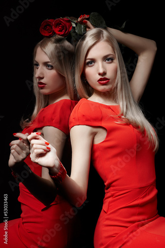 Photo: beautiful woman with rose beautiful woman with rose