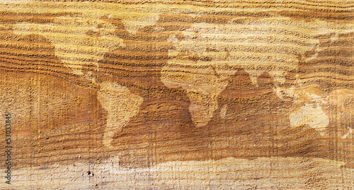 Photo: World map wood texture World map wood texture