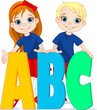Two kids and letters