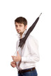 Young man with umbrella