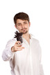 Young man with umbrella