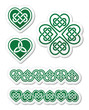 Vector: Celtic green heart knot - vector symbols set Celtic green heart knot - vector symbols set