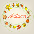 Vector: Autumn abstract background with circle from colorful leafs Autumn abstract background with circle from colorful leafs
