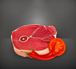 Vector: Beef steak with vegetables Beef steak with vegetables