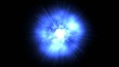 Mysterious glowing blue power ball with black screen