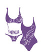 silhouette of bikini with floral design