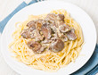 Photo: chicken livers in a creamy sauce with spaghetti chicken livers in a creamy sauce with spaghetti