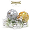 Christmas background with silver and gold decoration