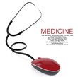 Stethoscope with computer mouse isolated on white background
