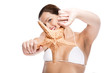 Beautiful woman holding a starfish