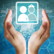 Hospital icon in hand ,medical background