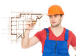 professional handyman drawing plan with marker