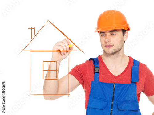 Photo: professional handyman drawing house professional handyman drawing house