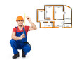 professional handyman drawing plan with marker