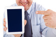 Businessman shows on Tablet PC