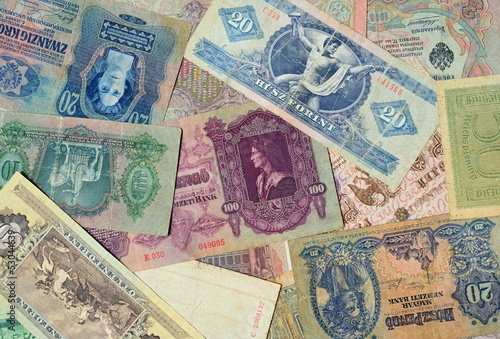 Photo: Ancient banknotes in a background photo Ancient banknotes in a background photo
