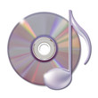 Musical note and cd disk - music icon.