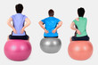 Women and man with exercise ball