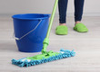 Cleaning floor in room close-up