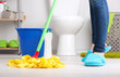 Photo: Cleaning floor in room close-up Cleaning floor in room close-up