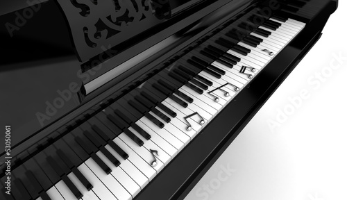Illustration: Musica pianoforte tastiera concerto note 3d Musica pianoforte tastiera concerto note 3d