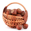 Hazelnuts in wicker basket
