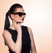 close-up portrait of beautiful and fashion girl in sunglasses