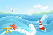 seascape, buoy and starfish