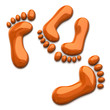Orange footprints of couple in love